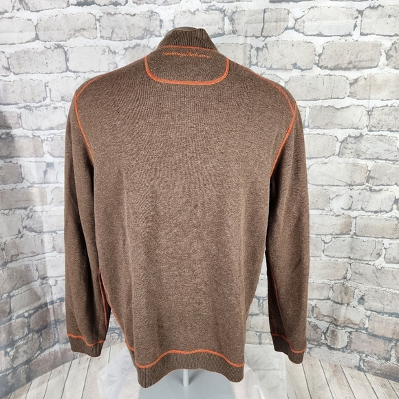 Tommy Bahama Reversible 1/2 Zip Sweater Burnt Orange Taupe Heather Size - Picture 12 of 13